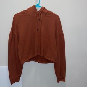 Thin cropped dark orange hoodie